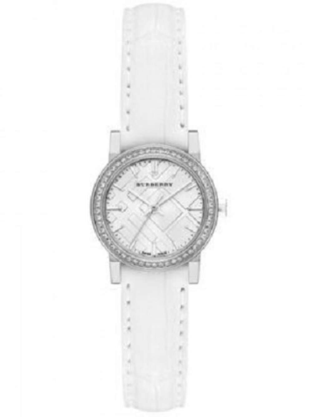 Burberry BU9221 Swiss 54 Diamonds Bezel Silver tone Alligator Band Watch $1795